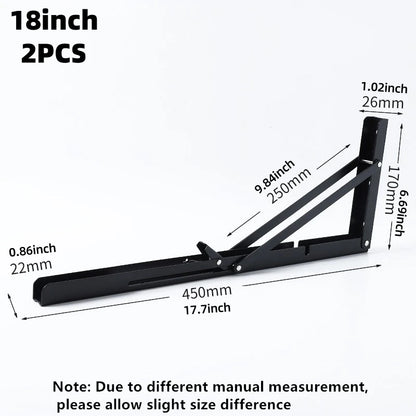 2Pcs Triangle Folding Angle Shelf Bracket Heavy Duty Stainless Steel Collapsible Shelf Bracket for Table Work Bench Wall Mounted