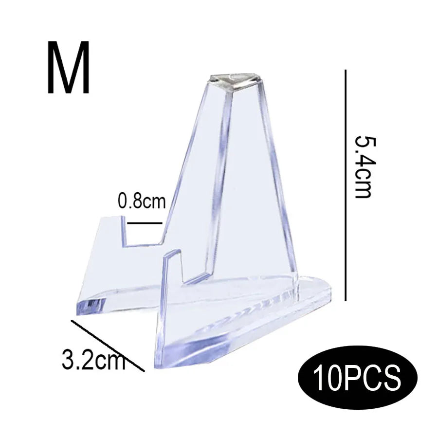 Acrylic Display Holder Transparent Triangle Commemorative Coin Small Photo fram Card Holder Rack Phone Stand Home Decor