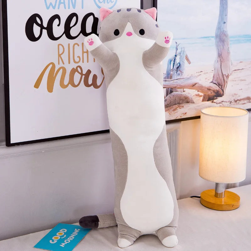 Cute Cat Plush Body Pillows Cartoon Long Strip Stuffed Throw Pillow Sofa Bedroom Back Cushion Home Decoration Exquisite Gifts