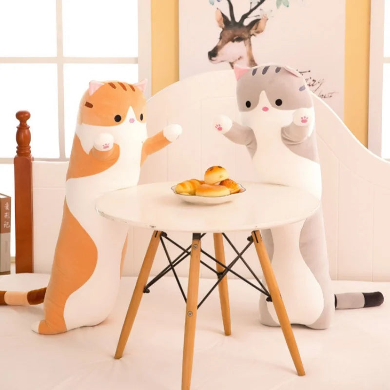 Cute Cat Plush Body Pillows Cartoon Long Strip Stuffed Throw Pillow Sofa Bedroom Back Cushion Home Decoration Exquisite Gifts