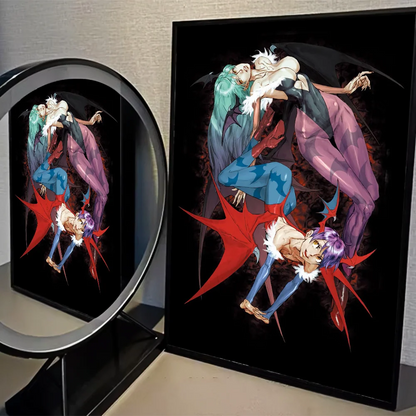 Darkstalkers Morrigan Aensland DIY Sticky Poster Waterproof Paper Sticker Coffee House Bar Home Decor