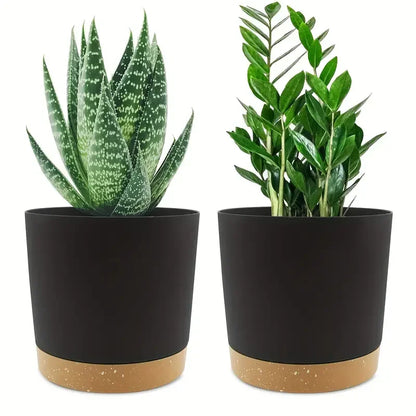 2 Pack, Planters for Indoor Plants with Drainage Holes and Removable Base,Saucer Modern Decorative for Outdoor Garden Planters