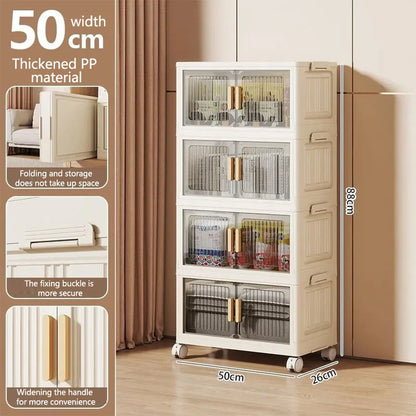 Folding Storage Cabinet Multi-Scene White/Black/Gray Home Office Kitchen Bathroom Multi-Functional Organizer with Doors