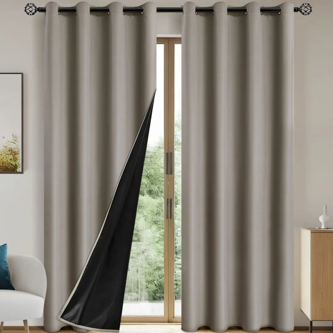 2pcs Modern 100% Blackout Solid Curtains, Window Curtains for Living Room, Bedroom, Kitchen, Home Decoration, Privacy Draps