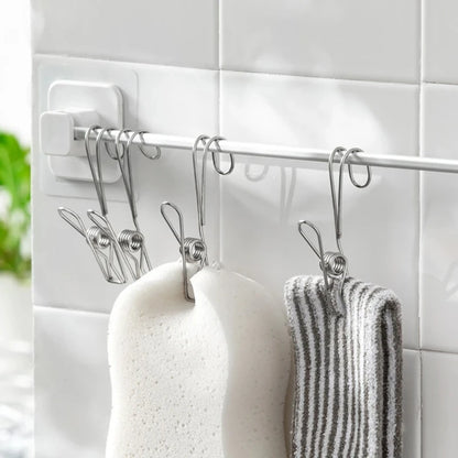 Stainless Steel Clothespins with Hooks Metal Spring Clips with Hooks Universal Hanging Clips for Offices Kitchens Bathroom
