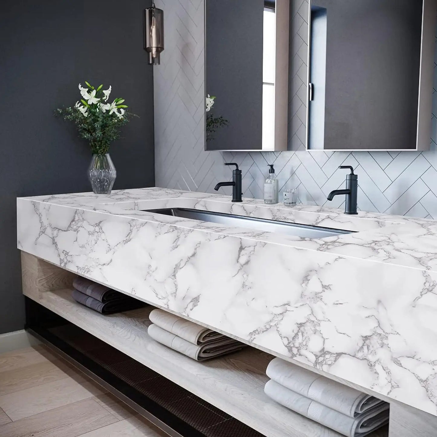 Marble Contact Paper for Countertops, Removable Wallpaper Peel and Stick, Self Adhesive Counter Top Waterproof for Kitchen Backs