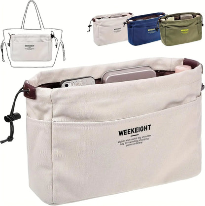 Canvas Cosmetic Storage Bag Waterproof Pouch Multi Compartment Travel Accessory Sturdy Purse Organizer for Home Gym Car Daily