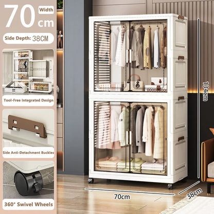 Folding Storage Cabinet Multi-Scene White/Black/Gray Home Office Kitchen Bathroom Multi-Functional Organizer with Doors