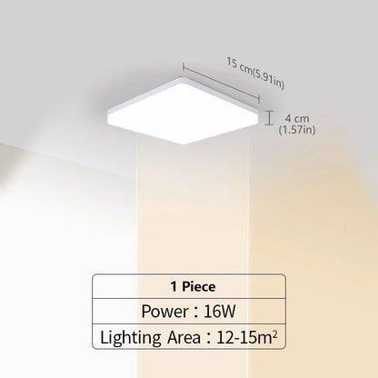LED Ceiling Lights Square Neutral Light 16W 34W Interior Home Decor Simple Ceiling Lighting Bathroom Bedroom Kitchen Living Room