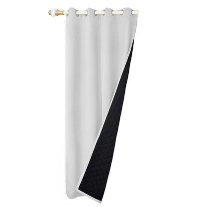 Quilted 100% Blackout Curtains for Living Room Heavy Duty Window Drapes Bedroom Winter Thick Thermal Curtains Eyelets Ready Made