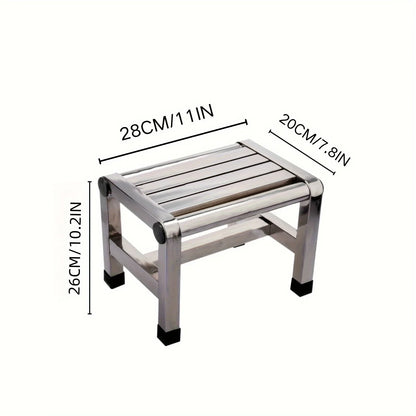 1Pc Multi-purpose Stainless Steel Stool - Durable Thick & Sturdy Stool, Ideal for Living Room, Bathroom, Kitchen and Corridors