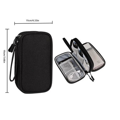 Portable Travel Digital Storage Bag - USB Cable Organizer Headset Charger Case in Grey/Black/Navy for Neatness And Convenience
