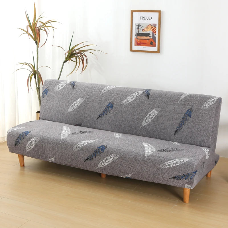 Printed Sofa Bed Cover Stretch Armless Sofa Cover Spandex Dust-Proof Furniture Protector For Bedroom, Hotel, and Home Decor
