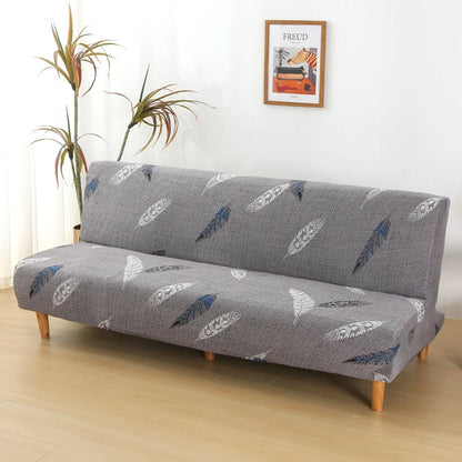 Printed Sofa Bed Cover Stretch Armless Sofa Cover Spandex Dust-Proof Furniture Protector For Bedroom, Hotel, and Home Decor