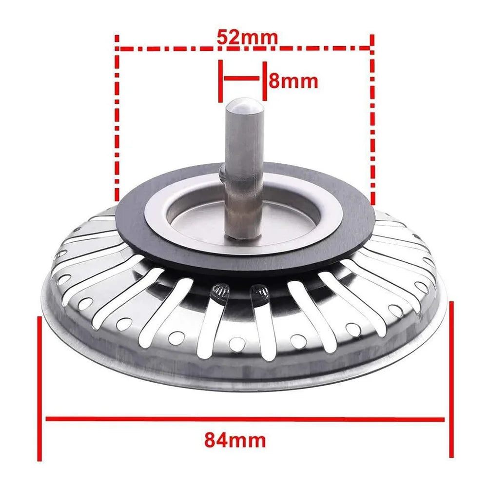 84mm Kitchen Sink Strainer Drains Filter Plug Stainless Steel Drain Waste Stopper Floor Drain Bathroom Hair Stoppers