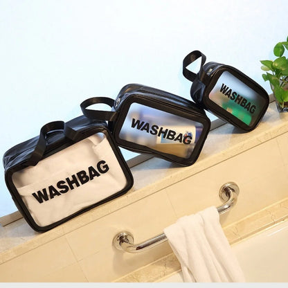 Large Capacity Dust Proof Make Up Storage Handbags Portable Cosmetic Wash Bag PVC Fashion Transparent Travel Bags