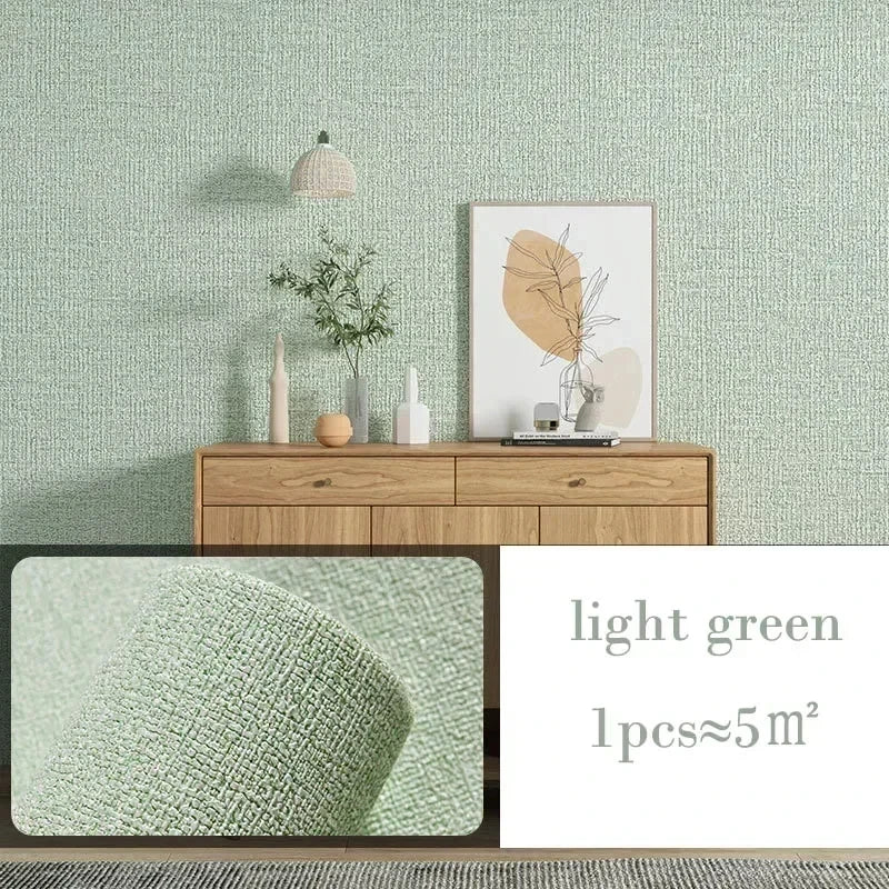10m 3D Thicken self-adhesive wallpaper linen plain Diatom Mud wall stickers color decor renovation anti-collision Home Decor