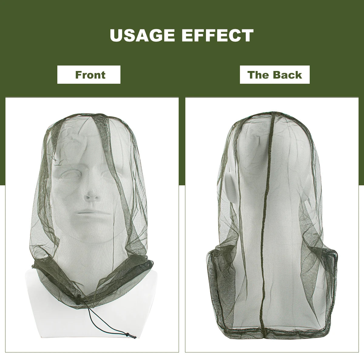 1Pc Ultra Large & Long Extra Fine Holes Mesh Soft Durable Fly Screen Premium Mosquito Insect Head Net Face Protector Camping Cap