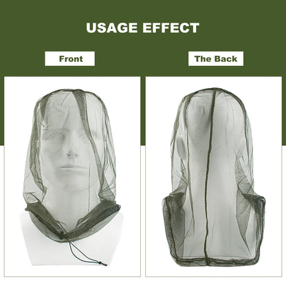 1Pc Ultra Large & Long Extra Fine Holes Mesh Soft Durable Fly Screen Premium Mosquito Insect Head Net Face Protector Camping Cap