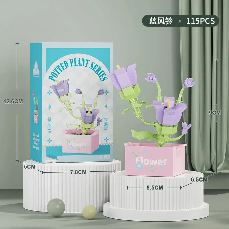 Flower Bouquet Mini Particle Building Blocks Flower Kit 3D DIY Creative Plants Micro Bricks for Home Decor Girl Gift Adults Kids