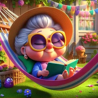 HUACAN Grandma Diamond Painting Old Lady Diamond Mosaic Colorful DIY 5D Wall Painting Home Decor