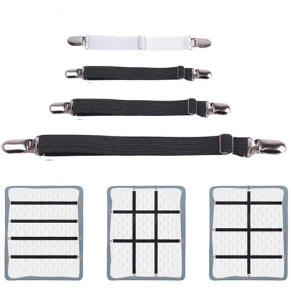 Bande de fixation élastique pour drap de lit 4 pièces/ensemble pinces pour drap de lit ceinture réglable support de couvertures