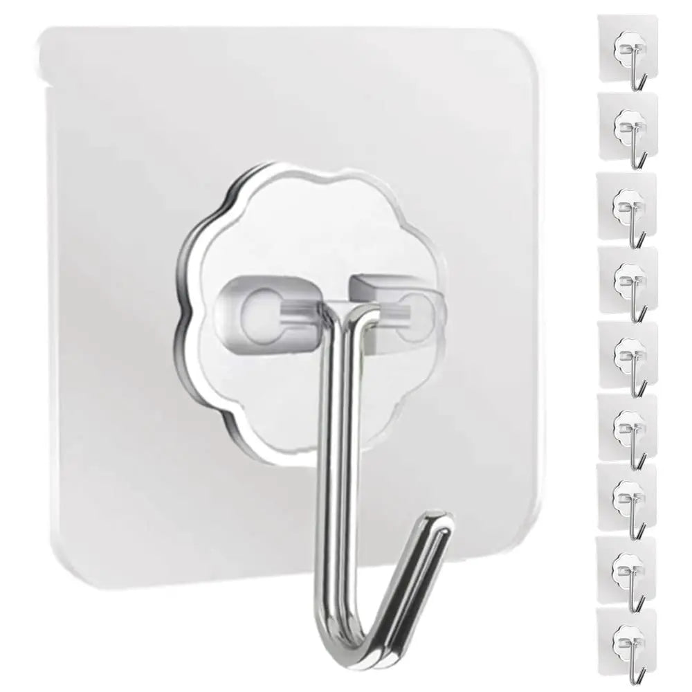 Waterproof and Oilproof Wall Hooks, Sticky Hooks for Kitchen Bathroom Shower Door Outdoor Wall Hanging Door Self-adhesive