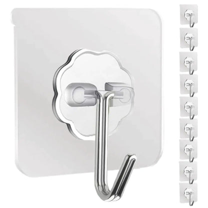 Waterproof and Oilproof Wall Hooks, Sticky Hooks for Kitchen Bathroom Shower Door Outdoor Wall Hanging Door Self-adhesive
