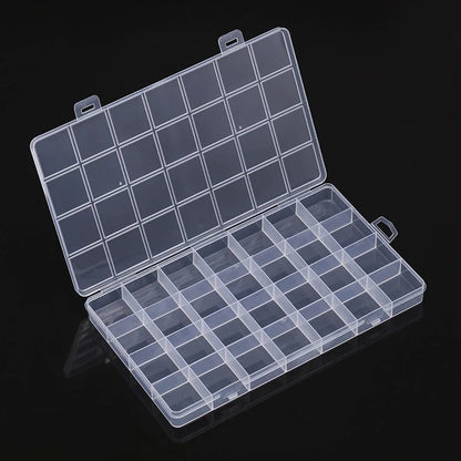 Clear 24-Compartment Plastic Storage Box – Organizer for Crafts, Beads, Jewelry & Small Items (1 Pack)