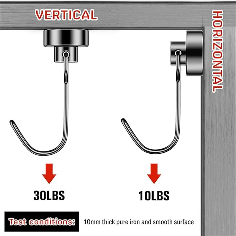3/6/12/20Pcs Black Magnetic Hooks Cruis Heavy Duty Magnetic Hangers, Extra Strong Magnets with Hook for Hanging, Resistant Base