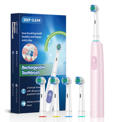 HOMEFISH Electric Toothbrush Rotary Rechargeable Electric Toothbrush for Adults Rotating Toothbrushes with 8 Soft Brush Heads