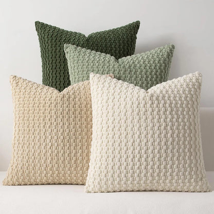 1pc Soft Boho style modern double-sided design pillows cover, Farmhouse Neutral Decorative Home Decor Striped Corduroy Square