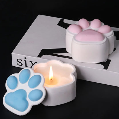 Cat Claw Storage Box Silicone Mold DIY with Lid Candle Jar Crafts Making Plaster Concrete Resin Ashtray Casting Molds Home Decor