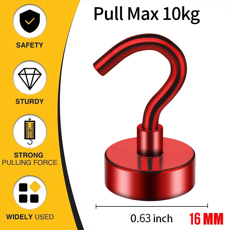 3/6Pcs Magnetic Hooks Heavy Duty, 25 LBS Strong Magnets with Metal Hooks for Refrigerator, Kitchen, Workplace