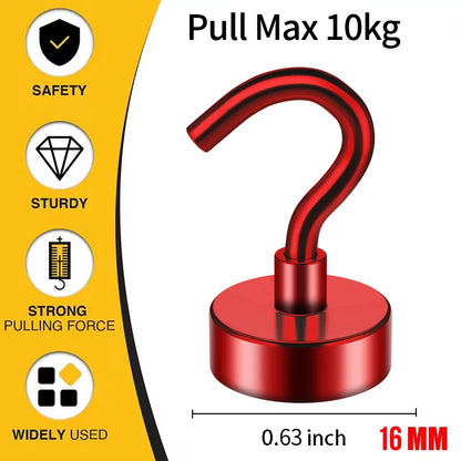 3/6Pcs Magnetic Hooks Heavy Duty, 25 LBS Strong Magnets with Metal Hooks for Refrigerator, Kitchen, Workplace