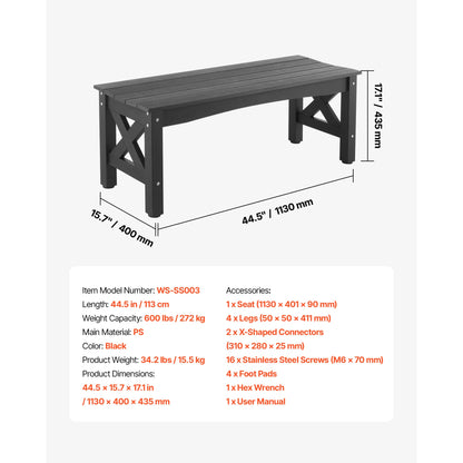 SucceBuy Outdoor Bench Wooden Metal Garden Bench for Outdoors 480 lbs Load Capacity Bench Outdoor Garden Park Bench