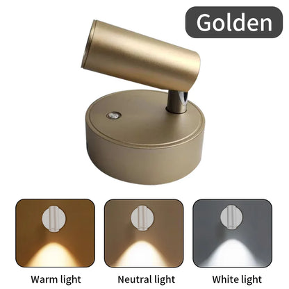 LED light magnetic USB Rechargeable Wall Light Spotlight Wireless No Punch Reading Light With Touch Switch Dimmable Bedside Lamp