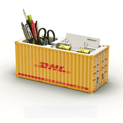 Miniature Realistic Shipping Container Model Simple Multifunctional Office Desktop Pen Holder Storage Box Home Decor Craft