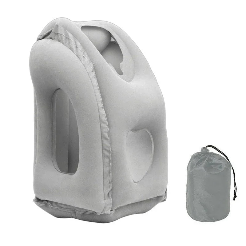 New Pattern Inflatable Travel Pillow Portable Chin Support Neck Pillow for Airplane Car Bus Train Office Nap Rest Support Pillow