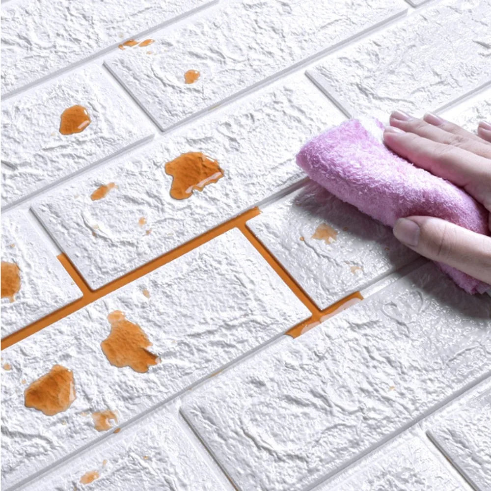 1-10pcs 3D Brick Pattern Wall Stickers Wallpaper 77cmx70cm Waterproof Self-adhesive Stain-resistant Vintage Style Room Decor