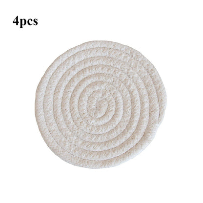4pcs Woven Absorbent Coaster Set High-Temperature Resistant Cup Pad for Coffee Tea Drinks