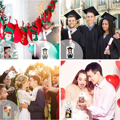 10pcs Transparent Photo Frame Keychain Tassels Snap-In Custom Insert Photo Acrylic Blank Keyring Clear Blank Picture Pendant