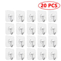 20/10PCS Hook Self-Adhesive PVC Stainless Steel Transparent Multi-Purpose Wall Holder Door Rack Kitchen Storage Organizer Home