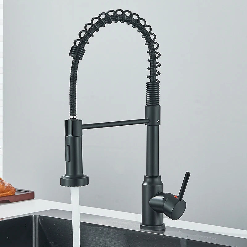Pull Down Kitchen Faucet Sing Handle Hot Cold Water Mixer Tap 360° Swivel Dual Function Nozzle Kitchen Sink Tap Crane