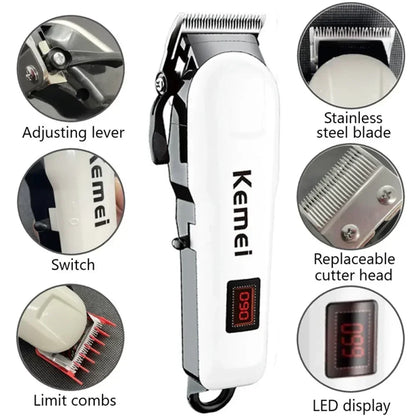 Kemei Hair Clipper Km-809A Km-2299 Km-2024 UBS Rechargeable Cordless Beard Trimmer Powerful Electric Hair Clippers for Men