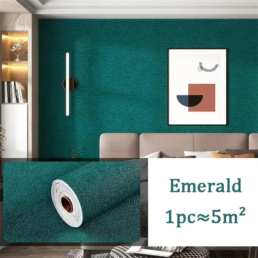 10m 3D Thicken self-adhesive wallpaper linen plain Diatom Mud wall stickers color decor renovation anti-collision Home Decor