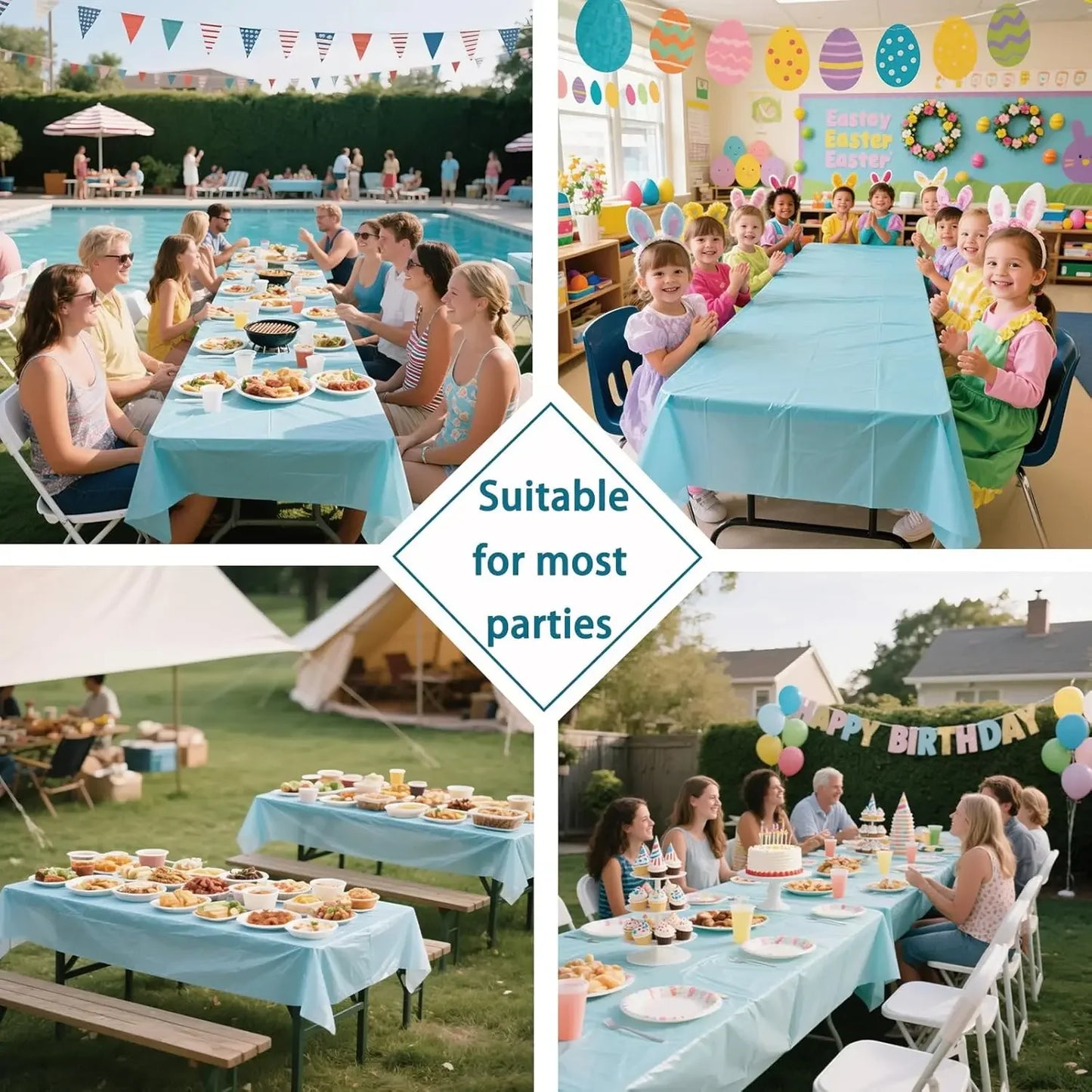 1pc 137*183cm Plastic Disposable Table Cover Rectangle Party Tablecloth Waterproof for Birthday wedding christmas New Year Event