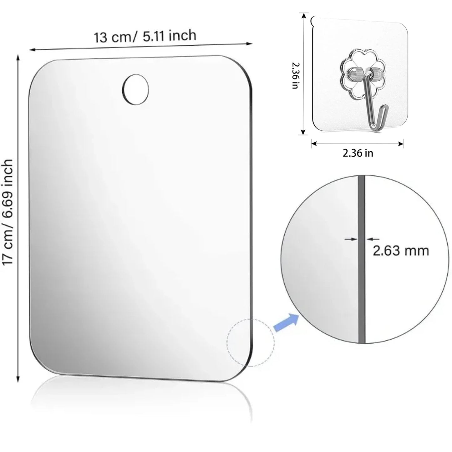 1Pc Acrylic Mirror With Wall Suction Shower Mirror with Razor Holder For Man Shaving Women Makeup Portable Travel Bathroom