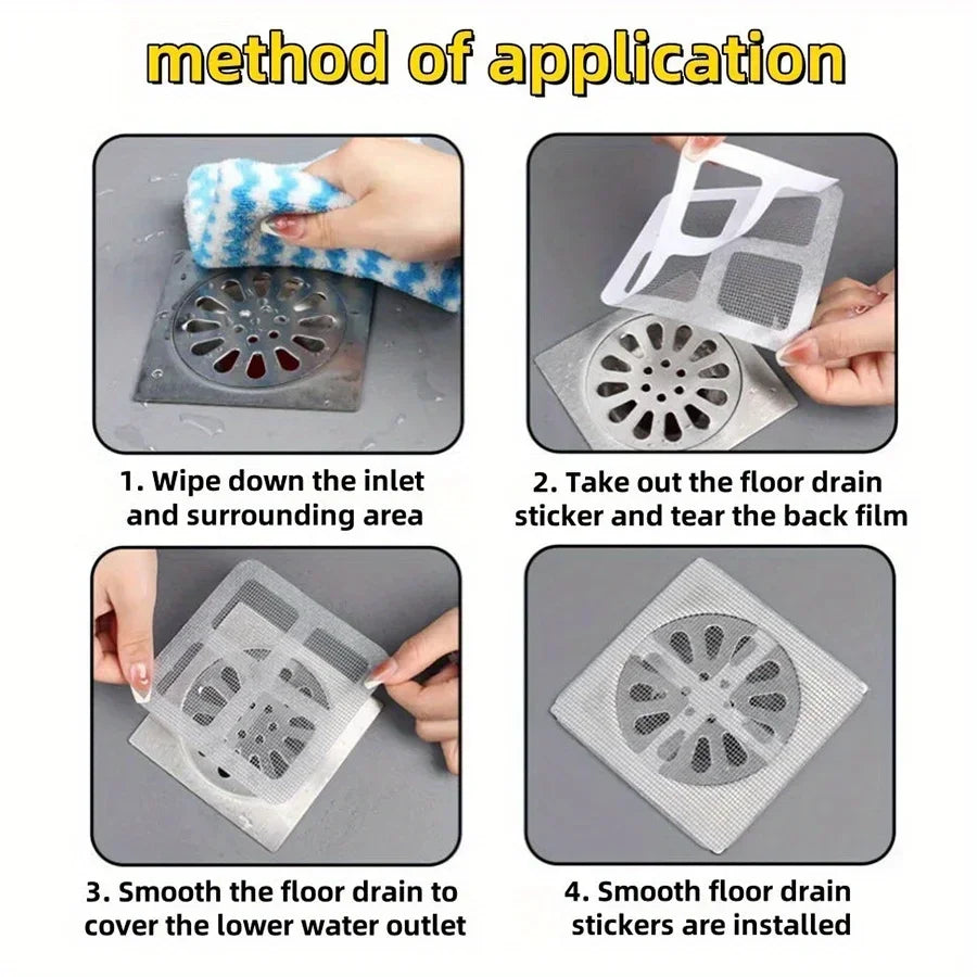 5-20Pcs Disposable Floor Drain Sticker Shower Drain Hair Catcher Cover Sink Strainers Hair Filters Bathtub Mesh Filter Sticker