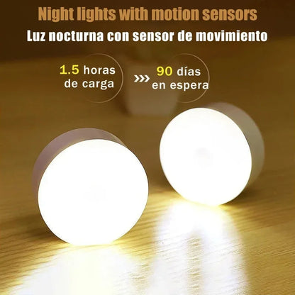 LED Smart Cabinet Lights with Human Body Sensor Emergency Automatic Lighting USB Rechargeable Wireless Magnetic Suction